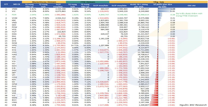 Dự báo cơ cấu danh mục ETF. (Nguồn: BSC)